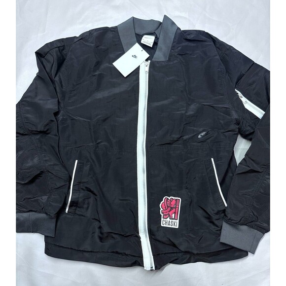 Nike Sportswear Essentials Black Lined Bomber Jacket Large DM6698-010 NEW - Picture 1 of 10